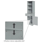 Tall Bathroom Storage Cabinet - 60"H with Drawer & Shelves, MDF Construction, Beadboard Design, Linen Tower, 130 lbs Capacity