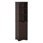 Tall Bathroom Storage Cabinet - 60"H with Drawer & Shelves, MDF Construction, Beadboard Design, Linen Tower, 130 lbs Capacity