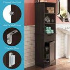 Tall Bathroom Storage Cabinet - 60"H with Drawer & Shelves, MDF Construction, Beadboard Design, Linen Tower, 130 lbs Capacity