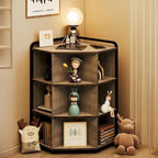 Corner Cabinet - 30"L x 21.8"W x 35.5"H, USB Ports, Outlets, Triangle Design, MDF/Metal, 55 lbs Capacity, Grey, Industrial