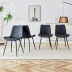 Upholstered Dining Chair - Faux Leather Cushioned Seat, Curved Backrest, Metal Legs, Modern Style, Easy Assembly