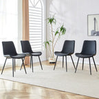 Upholstered Dining Chair - Faux Leather Cushioned Seat, Curved Backrest, Metal Legs, Modern Style, Easy Assembly