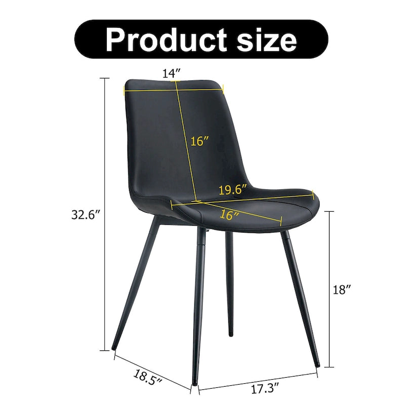 Upholstered Dining Chair - Faux Leather Cushioned Seat, Curved Backrest, Metal Legs, Modern Style, Easy Assembly