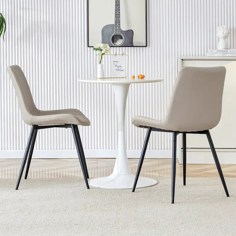 Upholstered Dining Chair - Faux Leather Cushioned Seat, Curved Backrest, Metal Legs, Modern Style, Easy Assembly