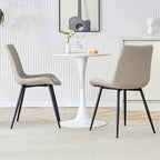Upholstered Dining Chair - Faux Leather Cushioned Seat, Curved Backrest, Metal Legs, Modern Style, Easy Assembly