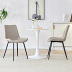 Upholstered Dining Chair - Faux Leather Cushioned Seat, Curved Backrest, Metal Legs, Modern Style, Easy Assembly