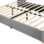 Upholstered Platform Bed - Queen, 82.3"L x 93.5"W x 43.3"H, Velvet, USB Ports, Built-in Pillows, Storage Shelves, 500 lbs