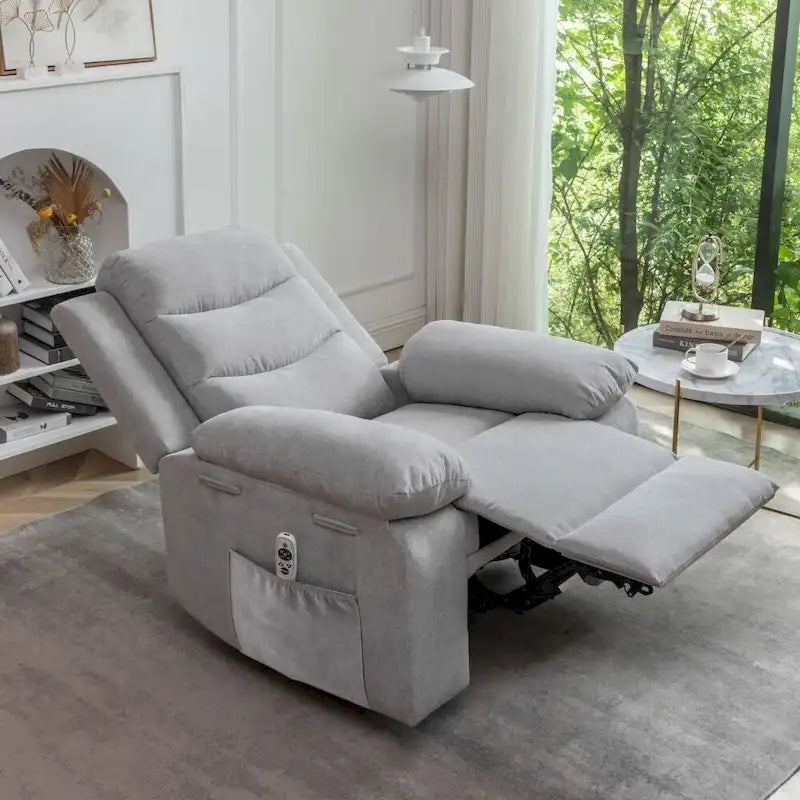 Power Recliner Chair - 8-Point Massage & Heat, 3 Modes, 330 lbs Capacity, Side Pocket, Breathable Fabric