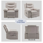 Power Recliner Chair - 8-Point Massage & Heat, 3 Modes, 330 lbs Capacity, Side Pocket, Breathable Fabric