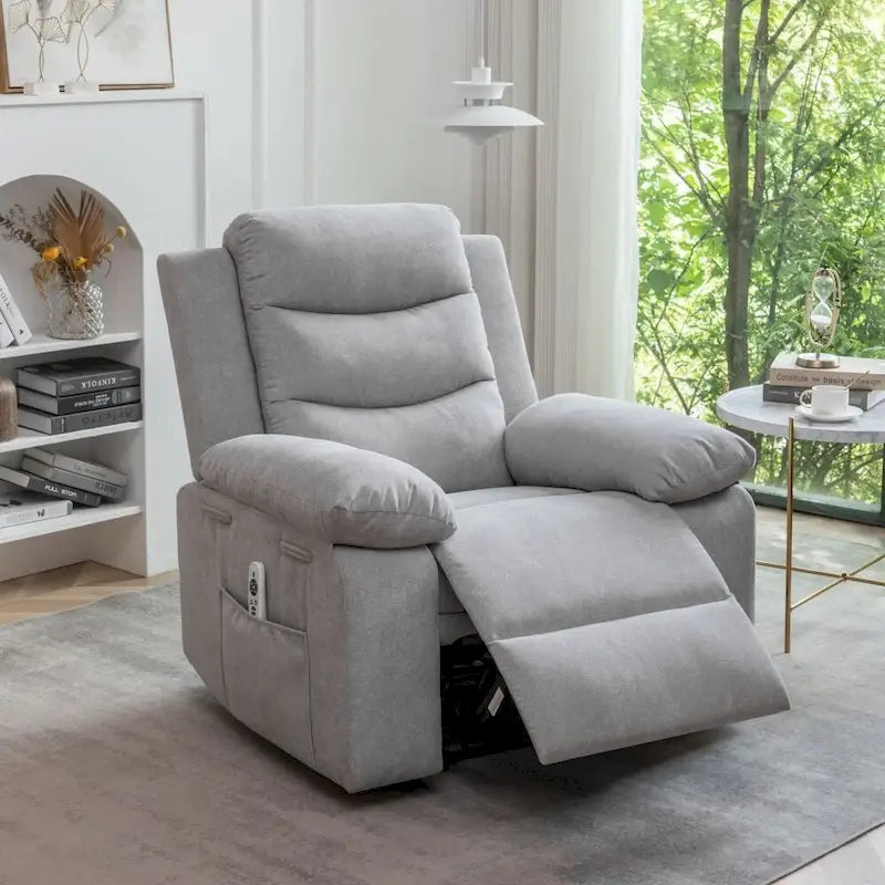 Power Recliner Chair - 8-Point Massage & Heat, 3 Modes, 330 lbs Capacity, Side Pocket, Breathable Fabric