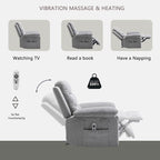 Power Recliner Chair - 8-Point Massage & Heat, 3 Modes, 330 lbs Capacity, Side Pocket, Breathable Fabric