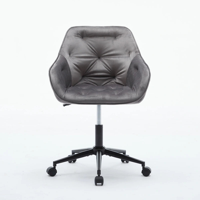 Velvet Office Chair - Swivel, Wide Backrest, Metal Frame, Soft Cushion, 2 Colors, Home Office, Luxury, Grey/Beige