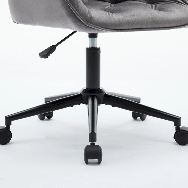 Velvet Office Chair - Swivel, Wide Backrest, Metal Frame, Soft Cushion, 2 Colors, Home Office, Luxury, Grey/Beige