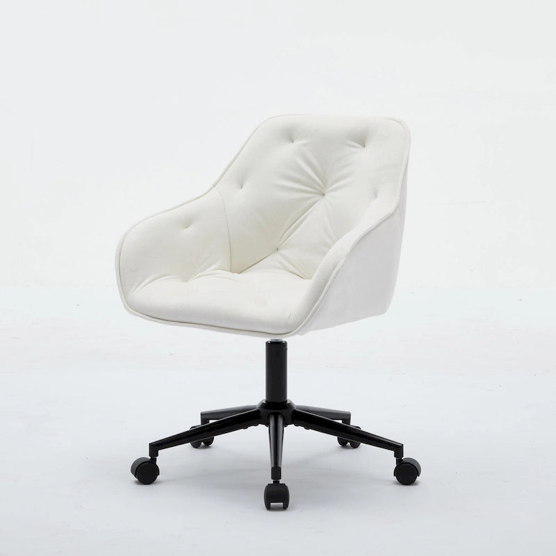 Velvet Office Chair - Swivel, Wide Backrest, Metal Frame, Soft Cushion, 2 Colors, Home Office, Luxury, Grey/Beige