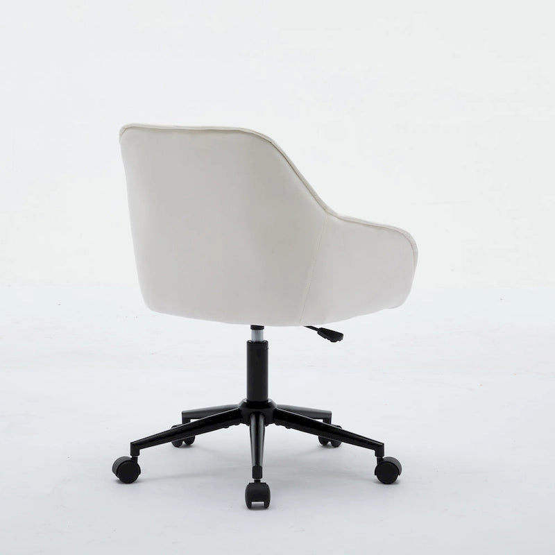 Velvet Office Chair - Swivel, Wide Backrest, Metal Frame, Soft Cushion, 2 Colors, Home Office, Luxury, Grey/Beige