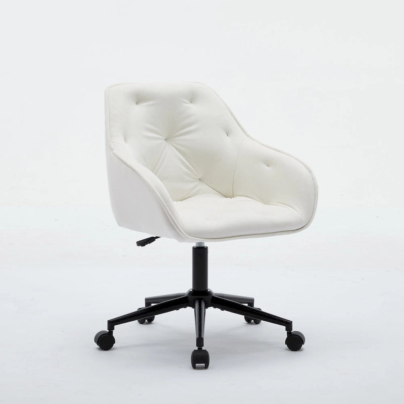 Velvet Office Chair - Swivel, Wide Backrest, Metal Frame, Soft Cushion, 2 Colors, Home Office, Luxury, Grey/Beige