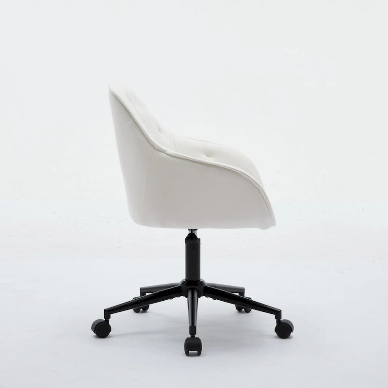 Velvet Office Chair - Swivel, Wide Backrest, Metal Frame, Soft Cushion, 2 Colors, Home Office, Luxury, Grey/Beige