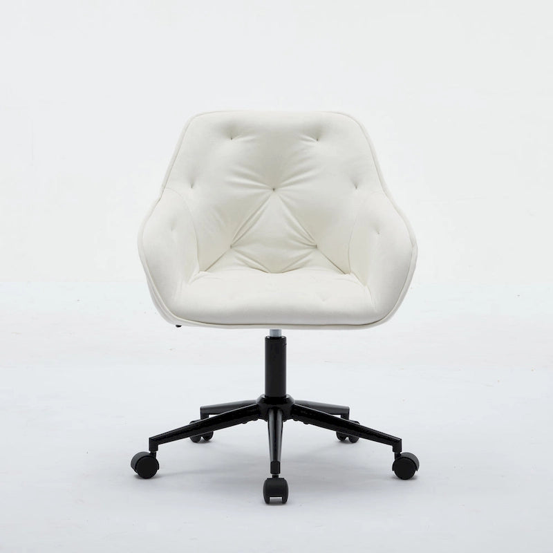 Velvet Office Chair - Swivel, Wide Backrest, Metal Frame, Soft Cushion, 2 Colors, Home Office, Luxury, Grey/Beige