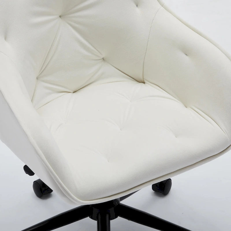 Velvet Office Chair - Swivel, Wide Backrest, Metal Frame, Soft Cushion, 2 Colors, Home Office, Luxury, Grey/Beige