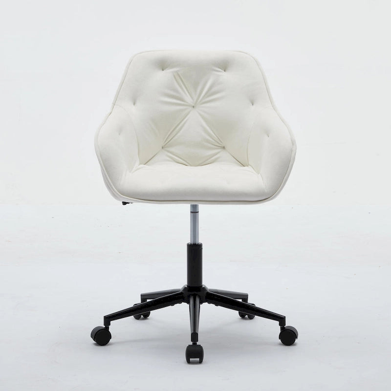 Velvet Office Chair - Swivel, Wide Backrest, Metal Frame, Soft Cushion, 2 Colors, Home Office, Luxury, Grey/Beige