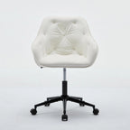 Velvet Office Chair - Swivel, Wide Backrest, Metal Frame, Soft Cushion, 2 Colors, Home Office, Luxury, Grey/Beige