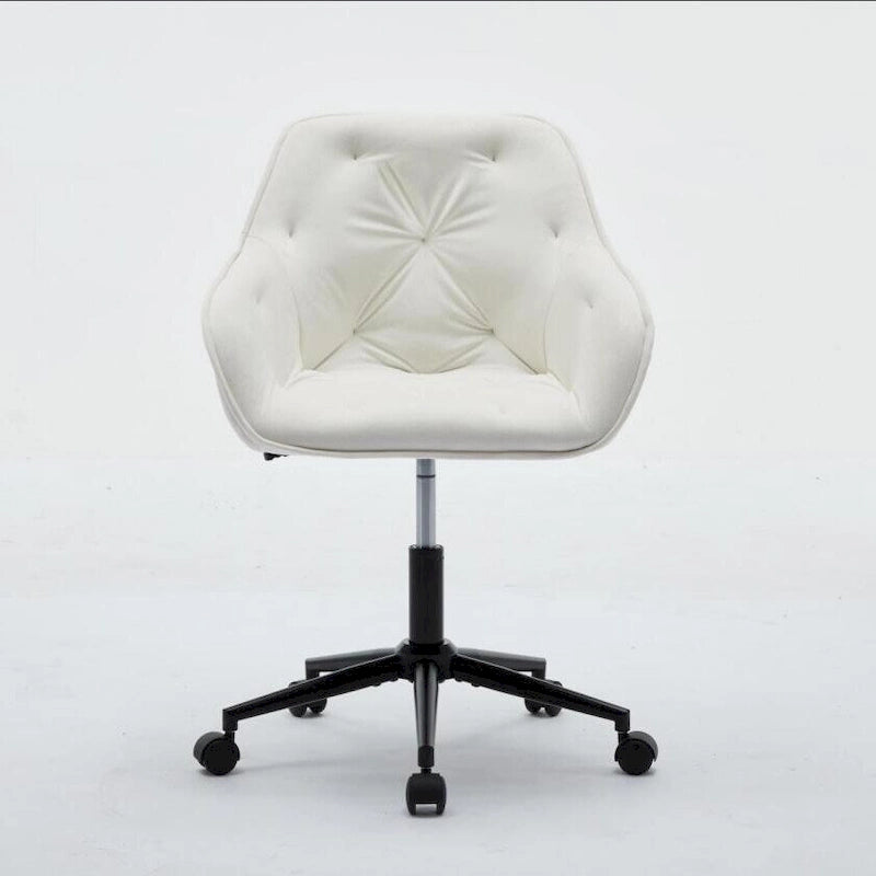 Velvet Office Chair - Swivel, Wide Backrest, Metal Frame, Soft Cushion, 2 Colors, Home Office, Luxury, Grey/Beige