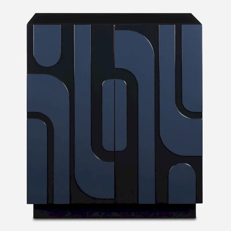 Storage Cabinet - 2 Doors, Glossy Blue, 34"H x 30"W x 16"D, MDF/Pine, 2 Shelves, Modern, No Assembly, 54 lbs