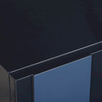 Storage Cabinet - 2 Doors, Glossy Blue, 34"H x 30"W x 16"D, MDF/Pine, 2 Shelves, Modern, No Assembly, 54 lbs