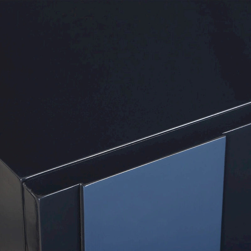 Storage Cabinet - 2 Doors, Glossy Blue, 34"H x 30"W x 16"D, MDF/Pine, 2 Shelves, Modern, No Assembly, 54 lbs