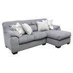 L-Shaped Sofa - Chenille, Slate Grey, Seats 5, Pillow Arms, 4 Accent Pillows, Left/Right Facing, Modern