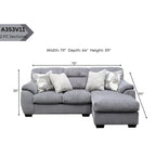 L-Shaped Sofa - Chenille, Slate Grey, Seats 5, Pillow Arms, 4 Accent Pillows, Left/Right Facing, Modern