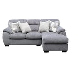 L-Shaped Sofa - Chenille, Slate Grey, Seats 5, Pillow Arms, 4 Accent Pillows, Left/Right Facing, Modern